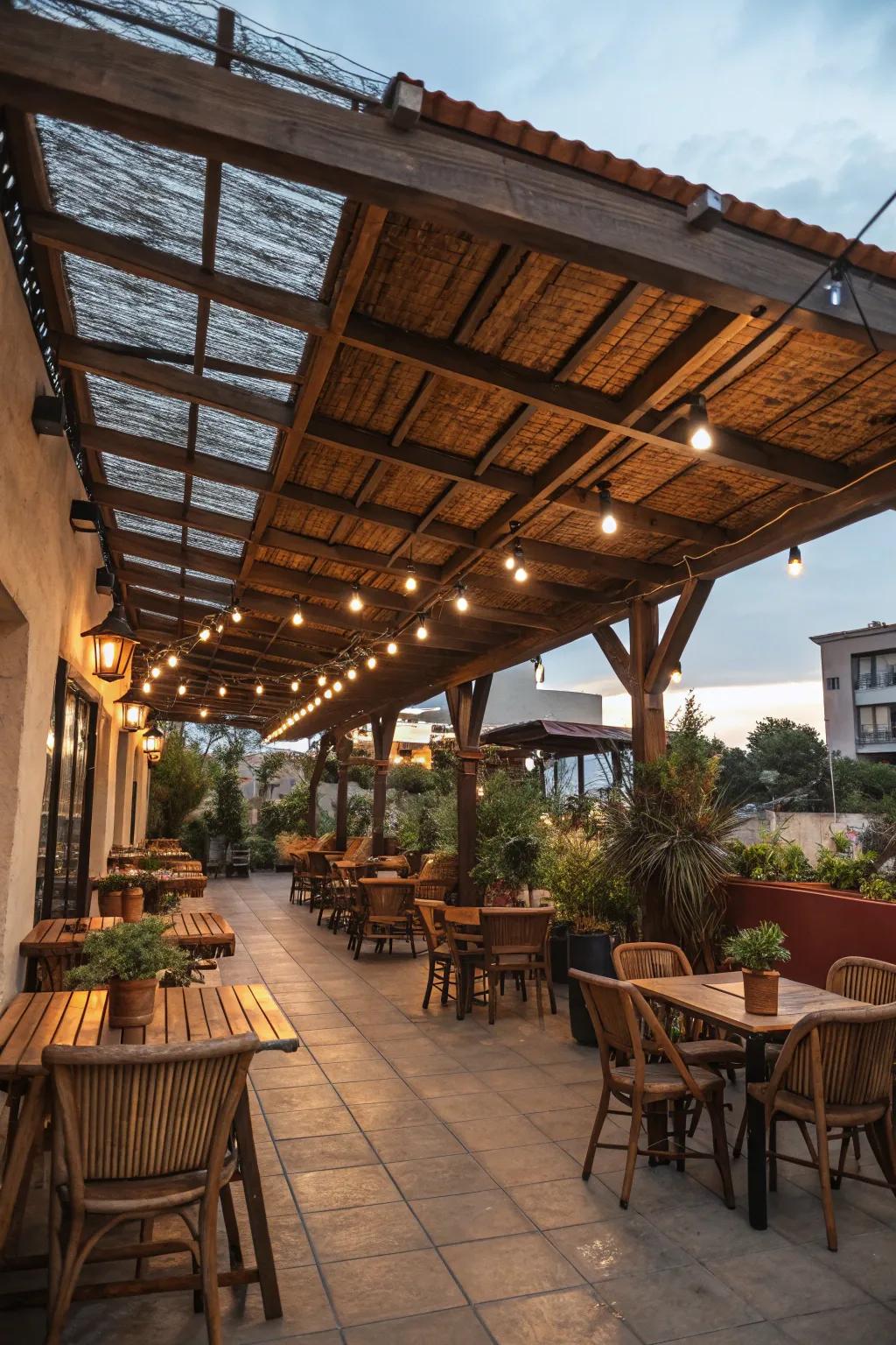 Exposed beams add a strong, countryside charm.