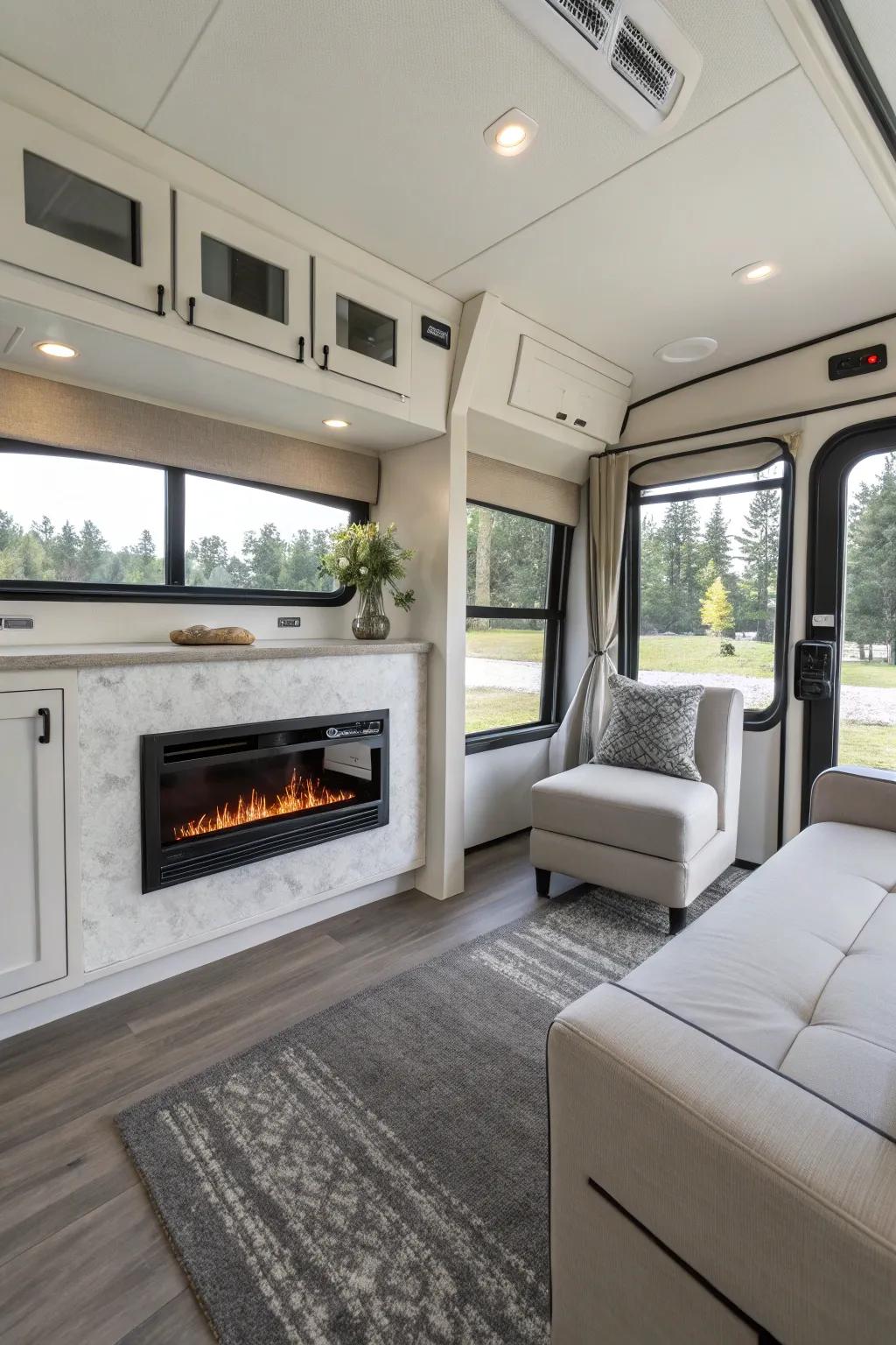 Embrace simplicity through a contemporary uncluttered hearth.