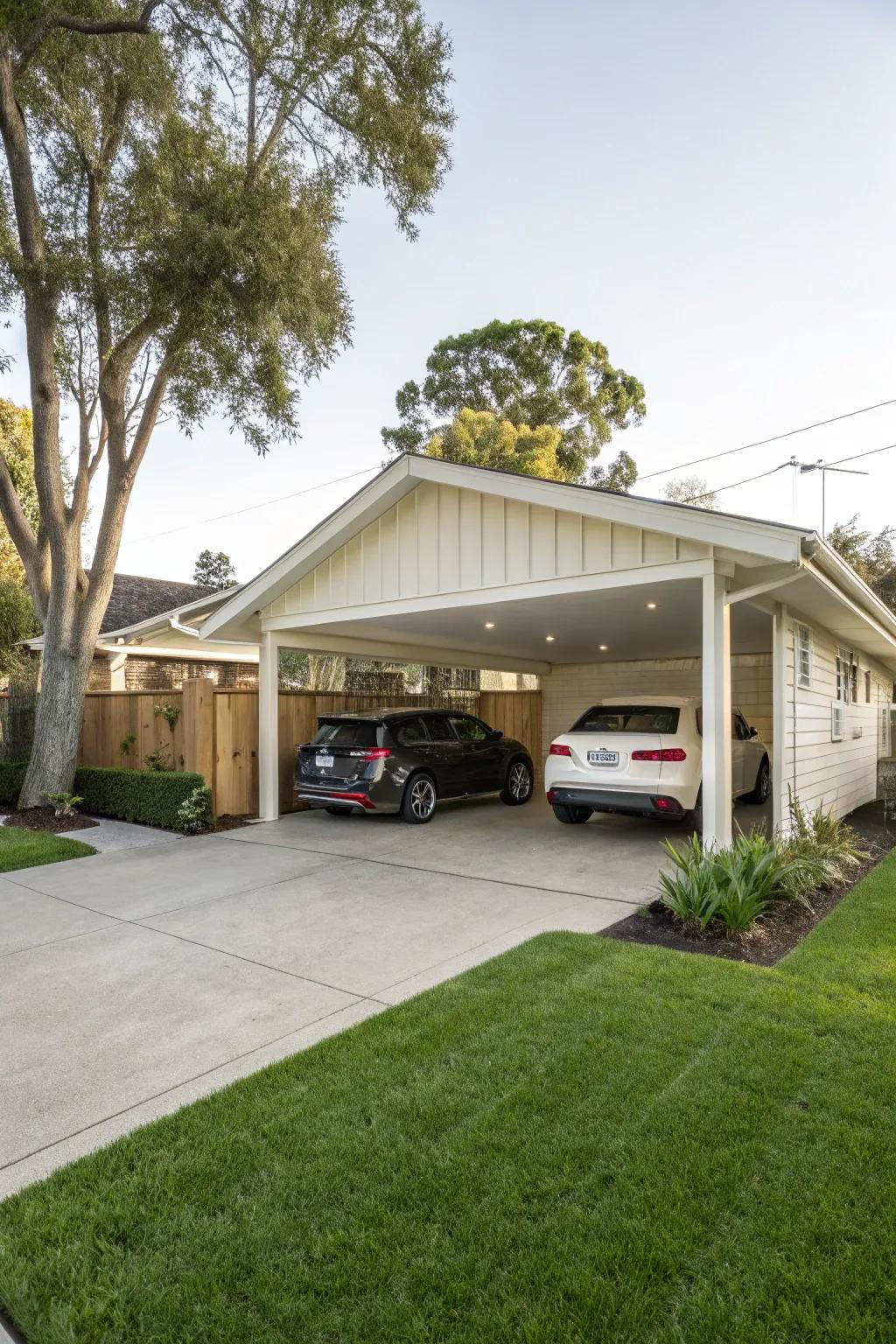 A flexible carport with plenty of room for customization.