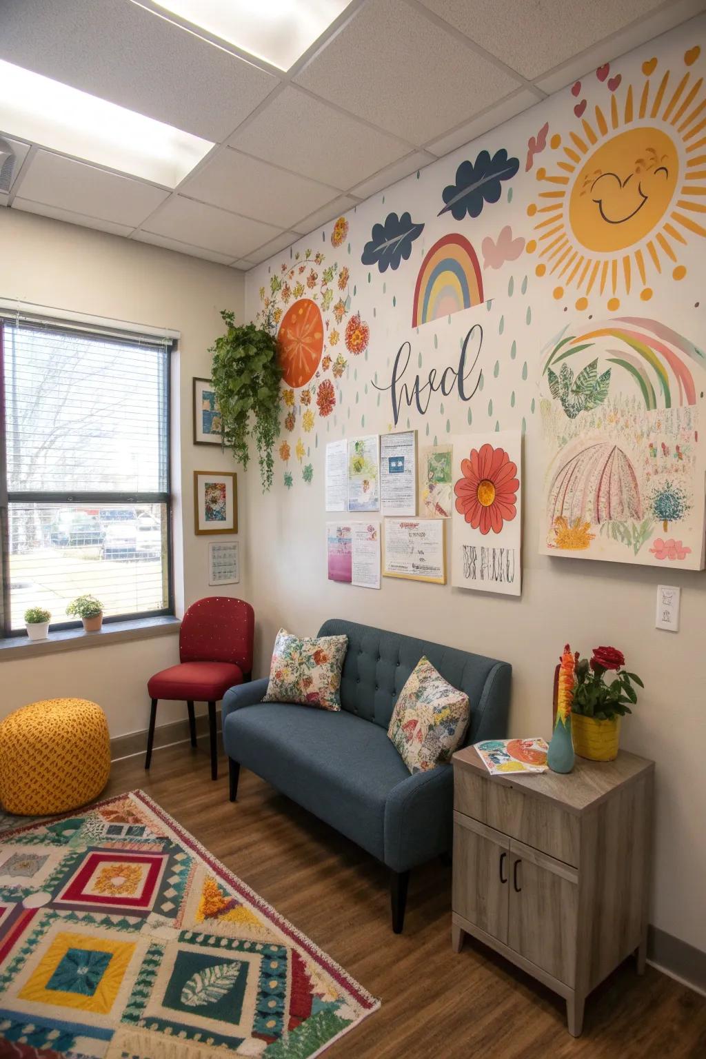 Imaginative wall decor can ignite creativity and uplift the ambiance.