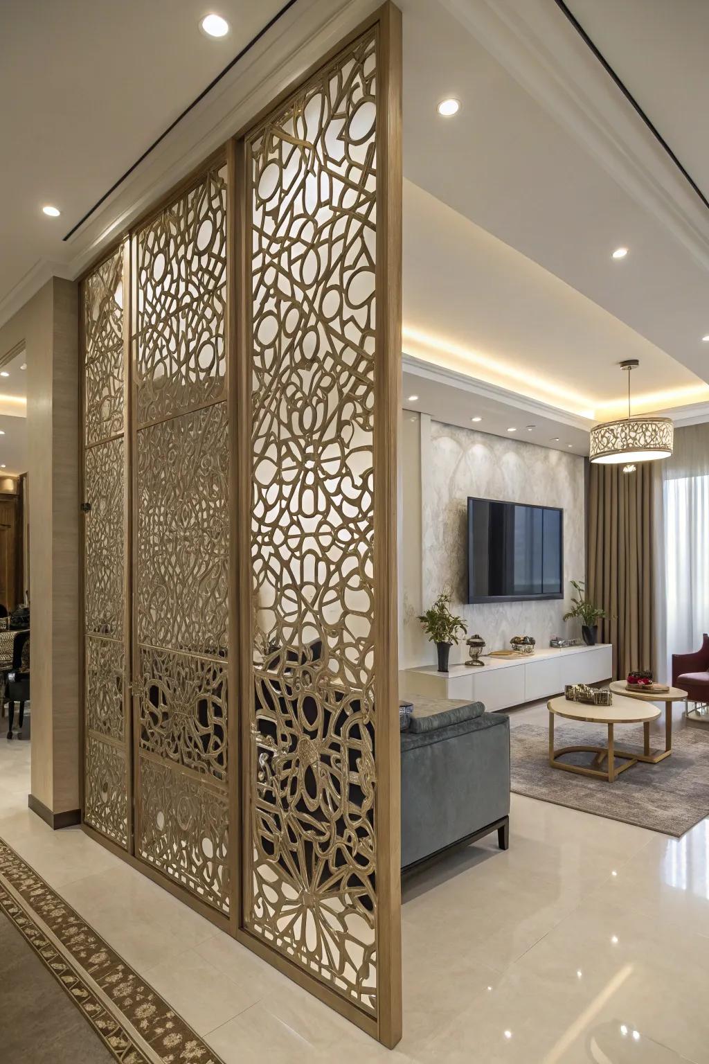 Detailed laser-cut motifs adorn this ornamental panel partition.