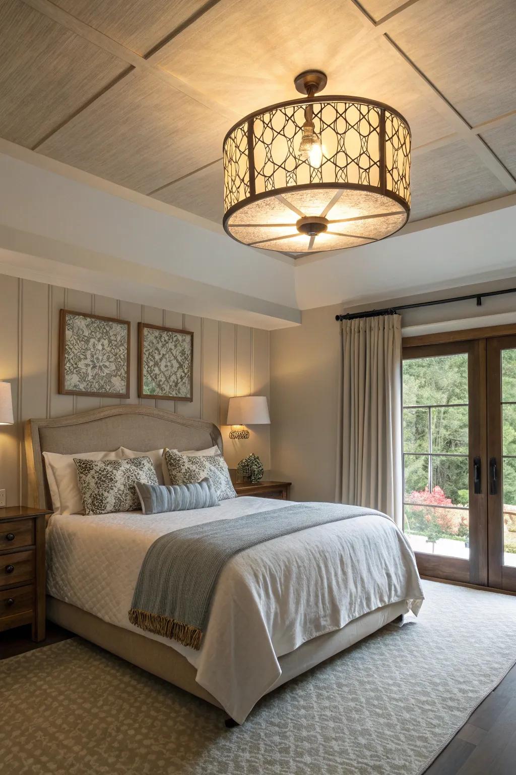 Design a serene retreat in your bedroom with soft lighting.