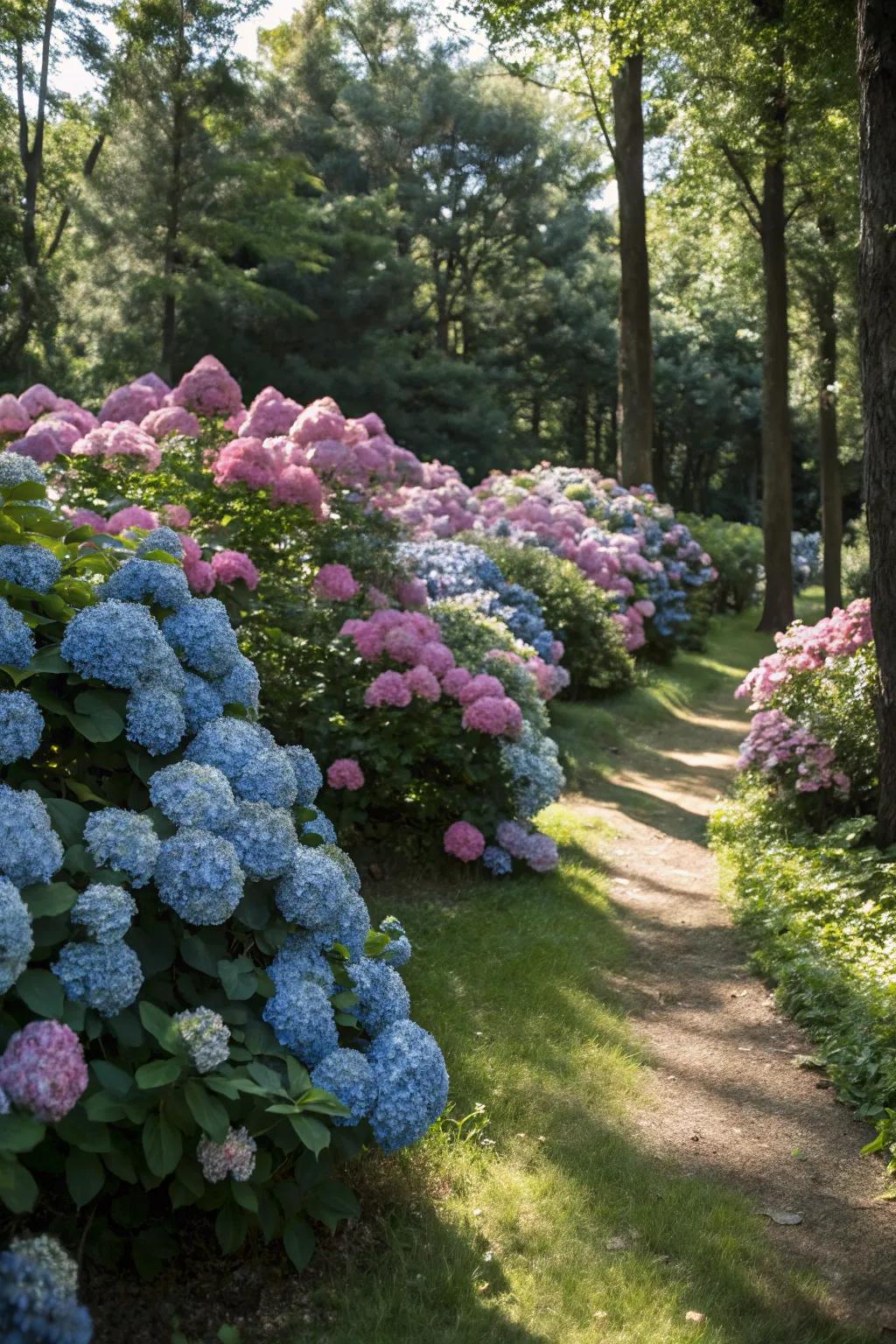 Hydrangeas infusing timeless elegance into the shadows.