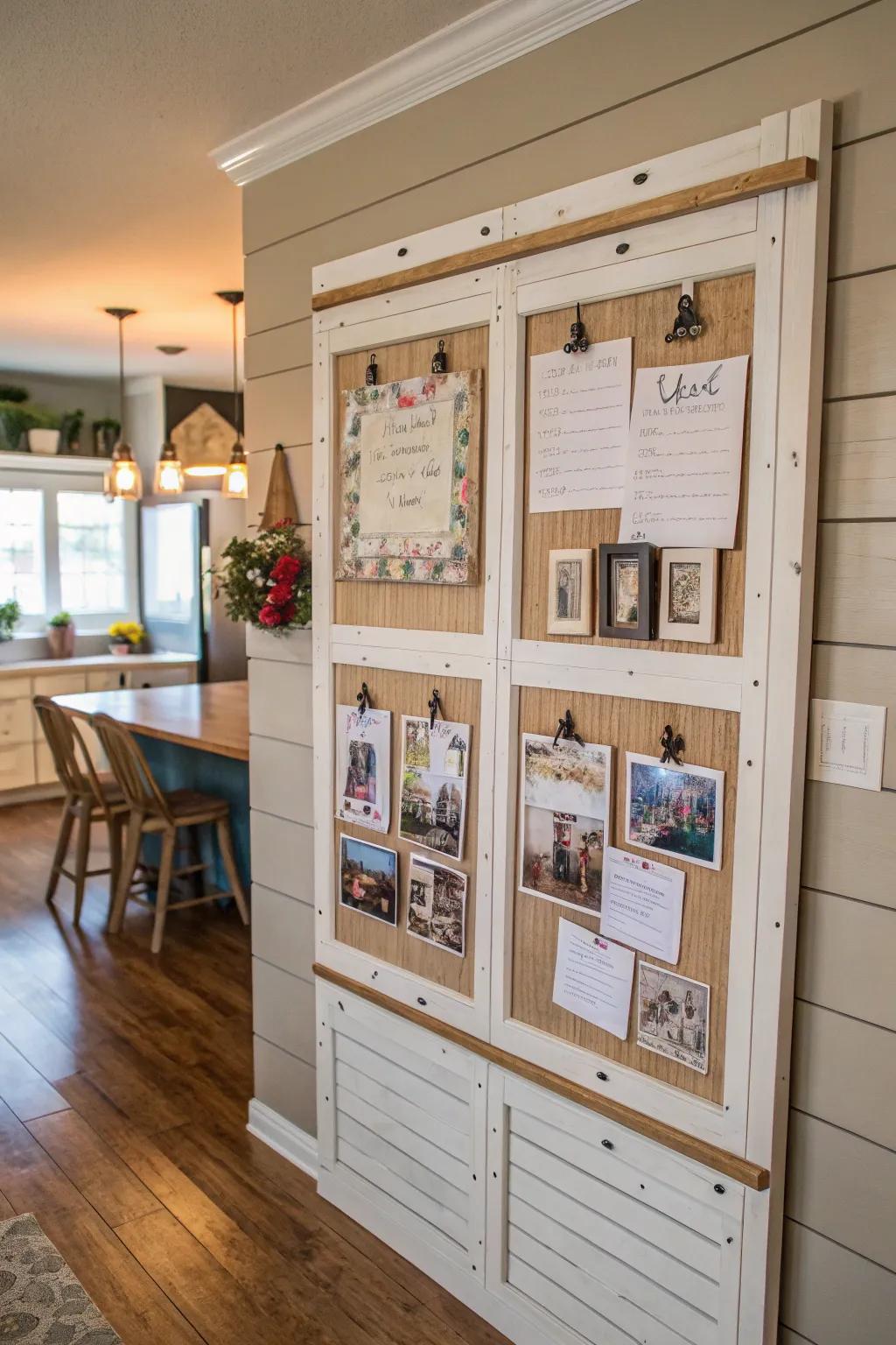 Stay organized and linked up with a family-centered timber cladding notice board.