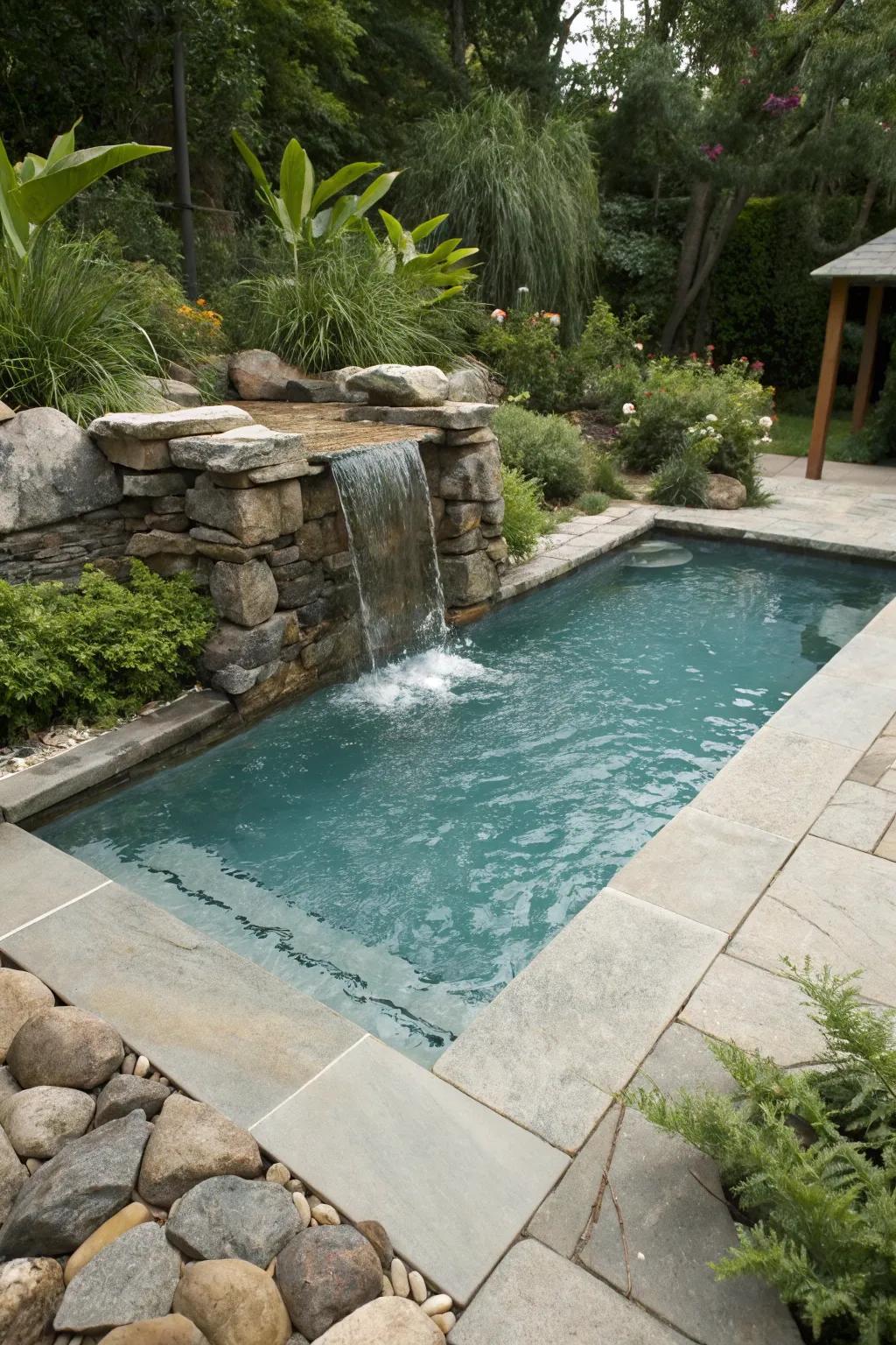 A small water motion feature adds peace and beauty.