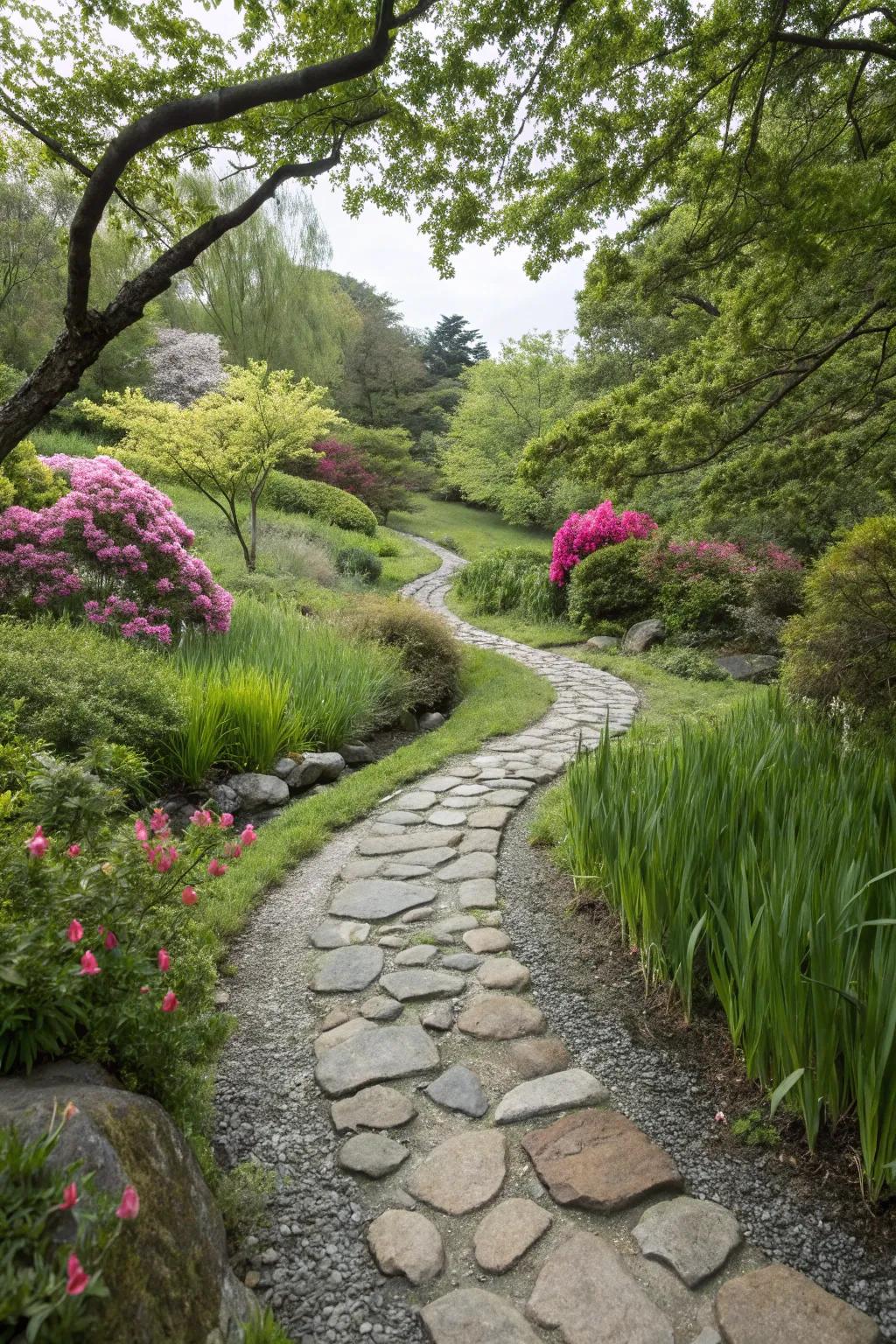 Sweeping pathways foster engaging and organic movement through gardens.