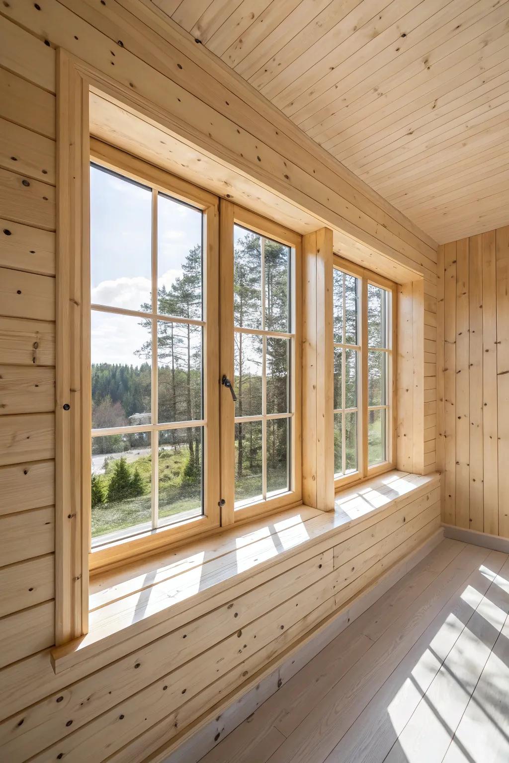 Pine wood trim provides a flexible and natural appearance.