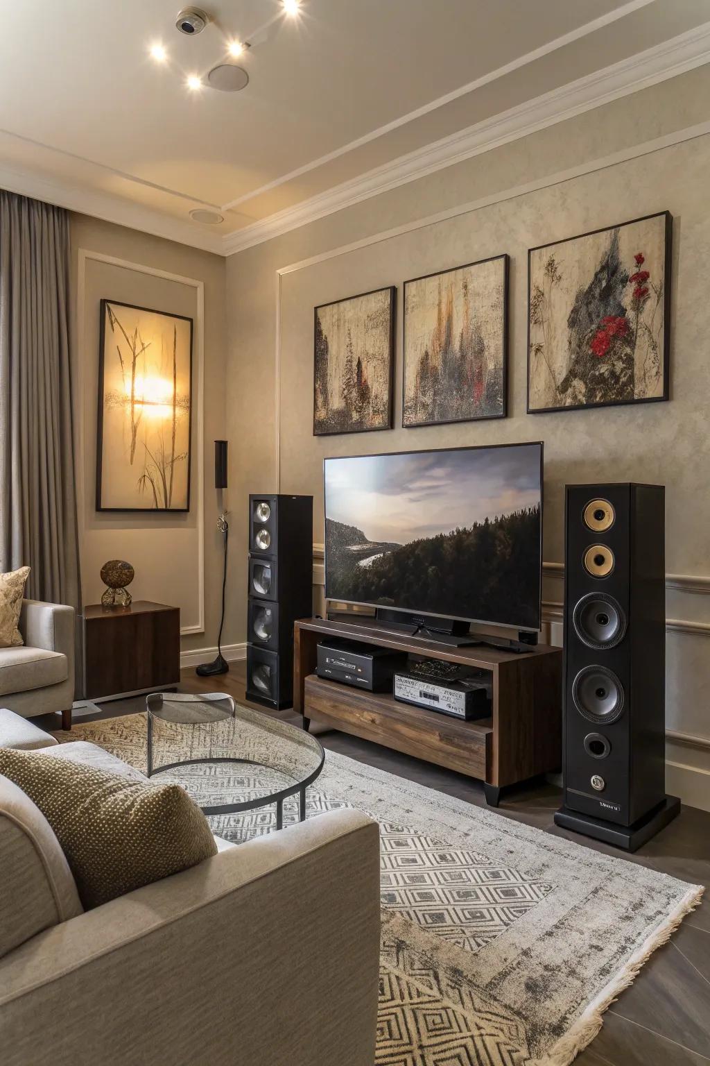 A tech-savvy living room set up for fun.