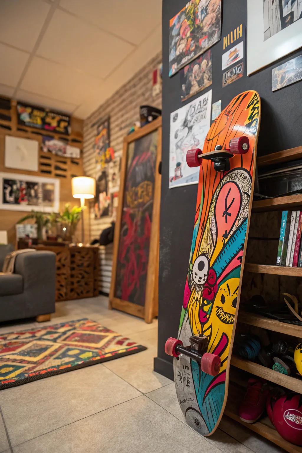 Splash some color with street art skateboard art.