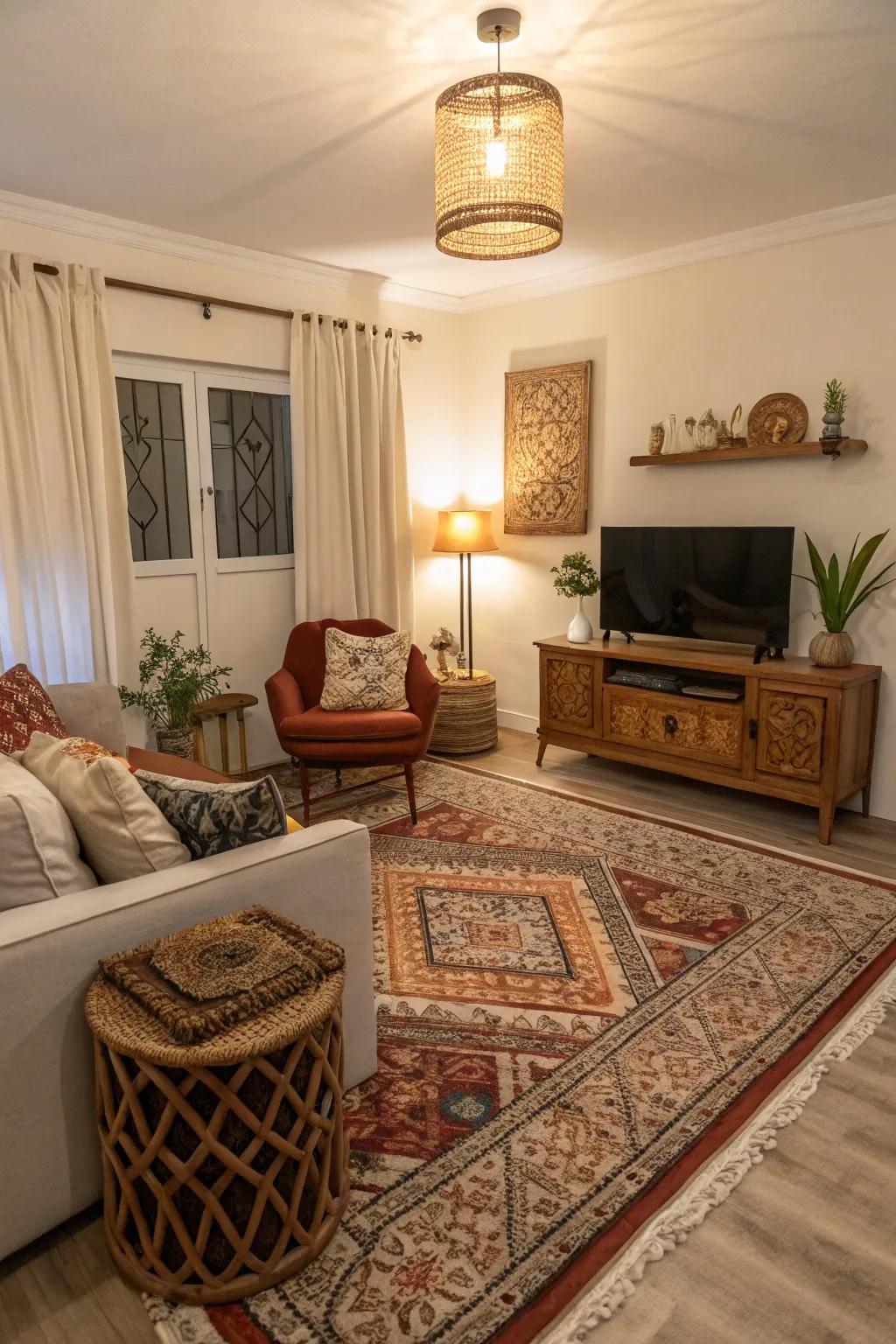 Rugs add warmth and help define spaces.