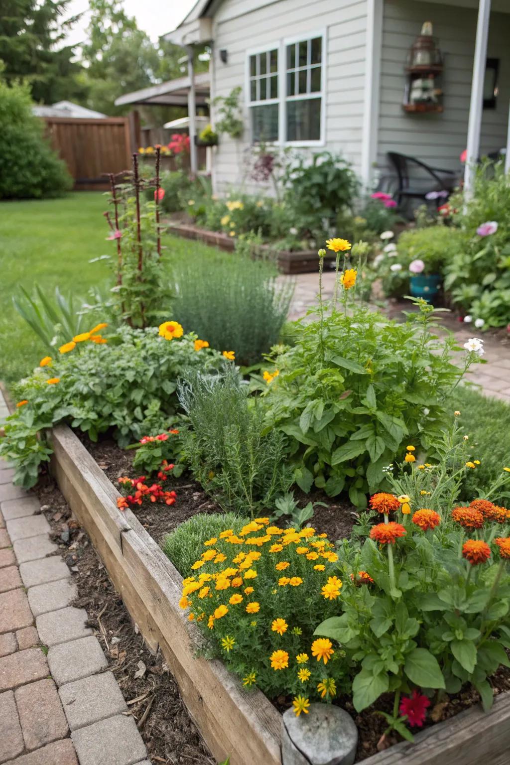 Merge beauty and utility by integrating consumables with ornamentals.