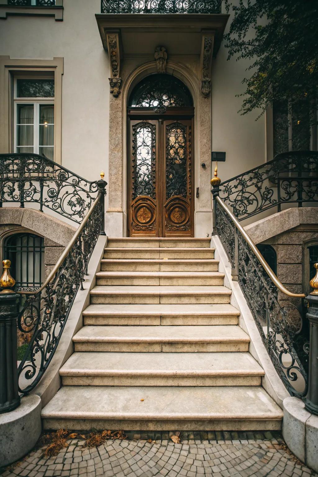 Elegant steps bring depth and style to a small entrance.