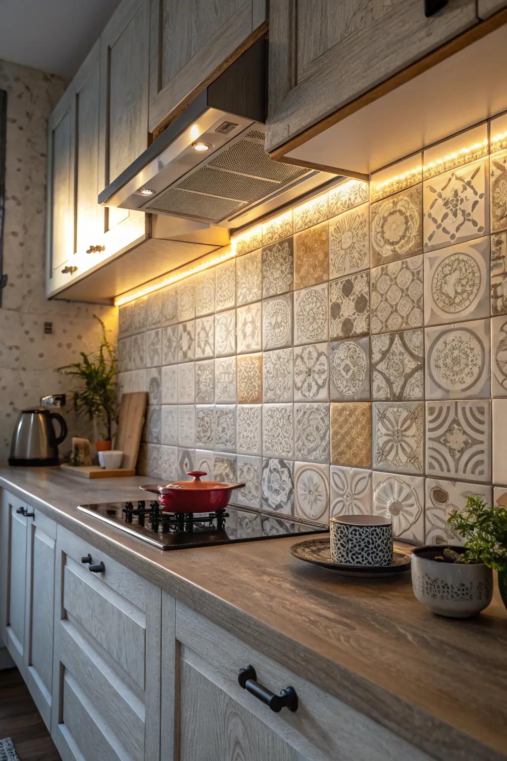 Layered textures introduce depth to your cooking area.