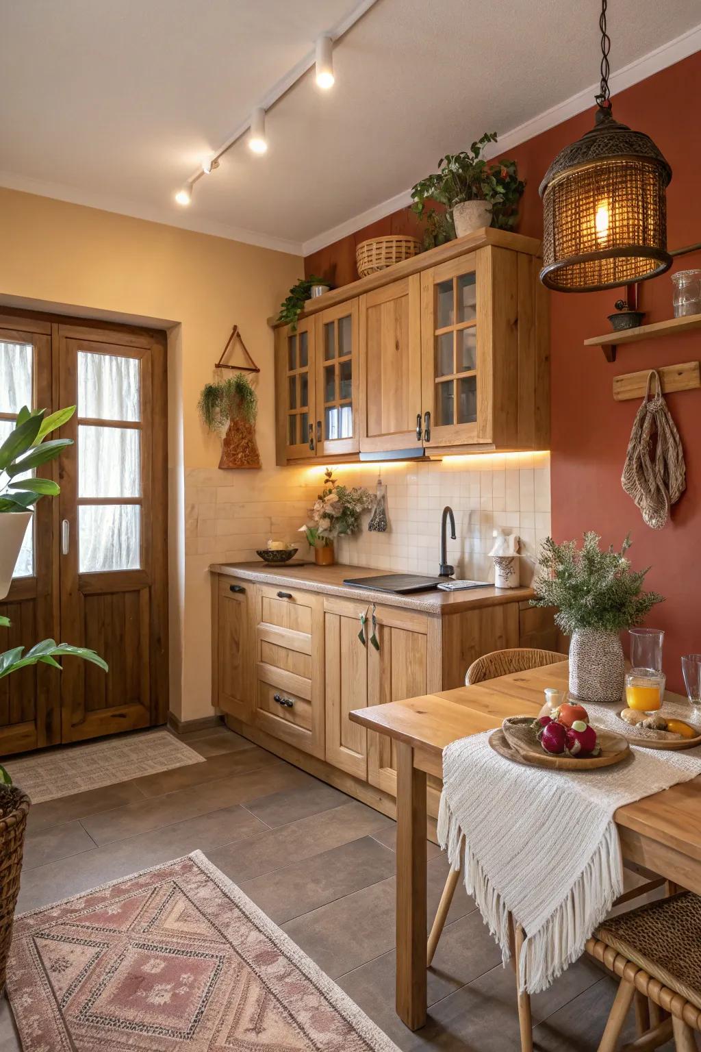 Natural wood tones contribute warmth to any paint scheme.