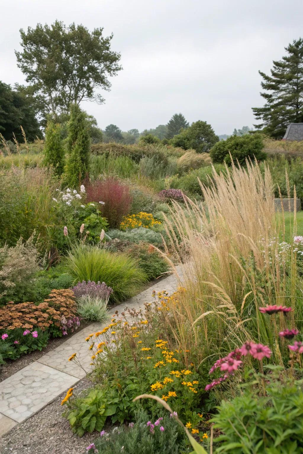 Staggered planting provides fullness and visual appeal to any compact garden setting.