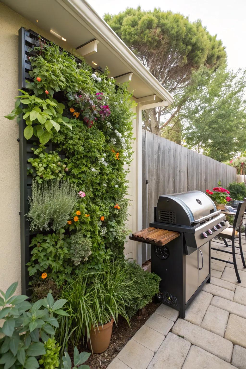 Vertical gardens let you add greenery without taking up space.