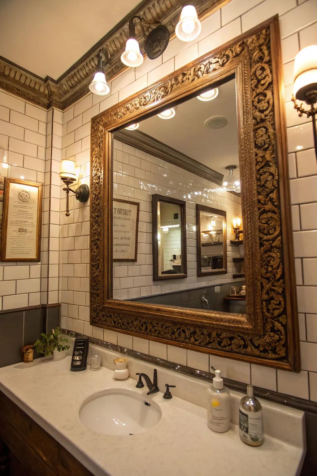 Mirrors can produce the appearance of added space.