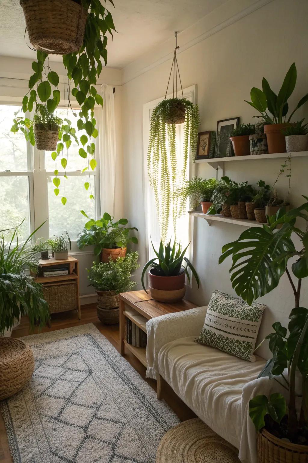 Plants breathe life into compact spaces.