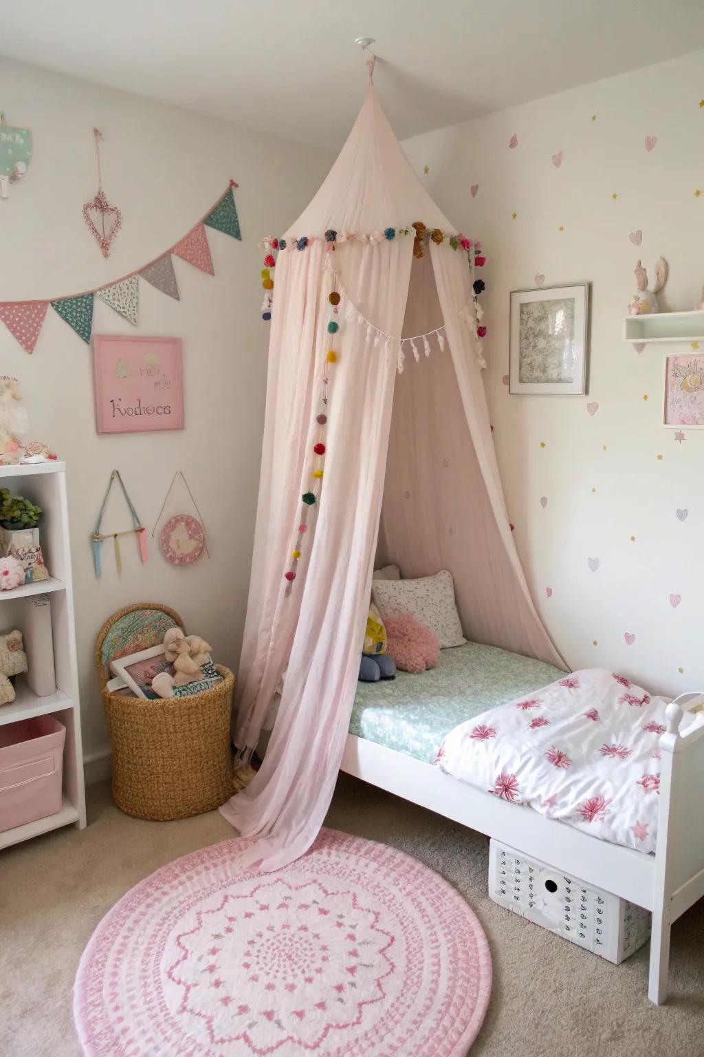 A soft crown creates a snug and whimsical retreat.