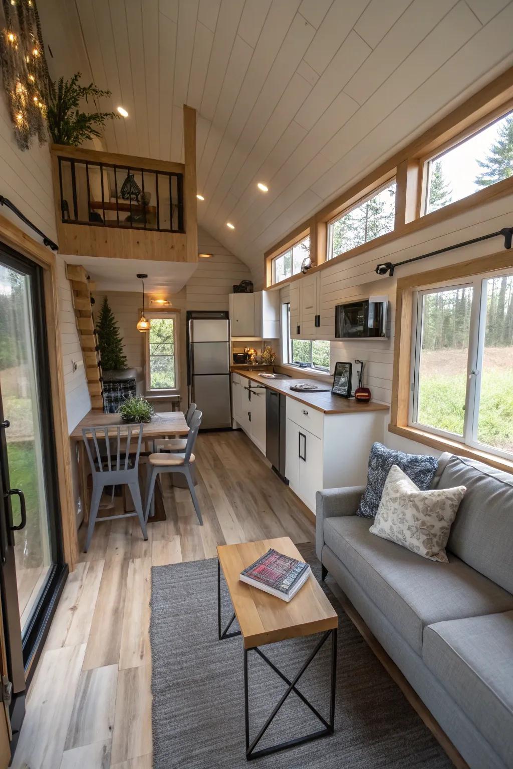 Open concept layouts create a feeling of spaciousness and flow in small houses.