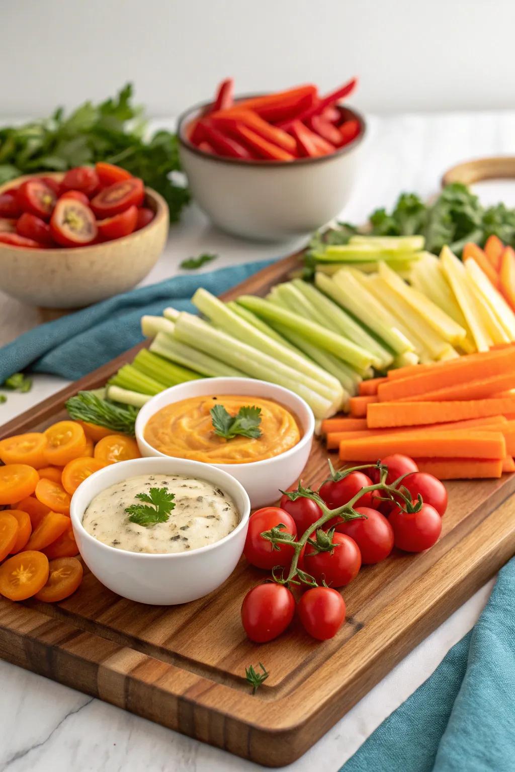 A vibrant vegetable showcase introduces a touch of health and vibrancy to your celebration.