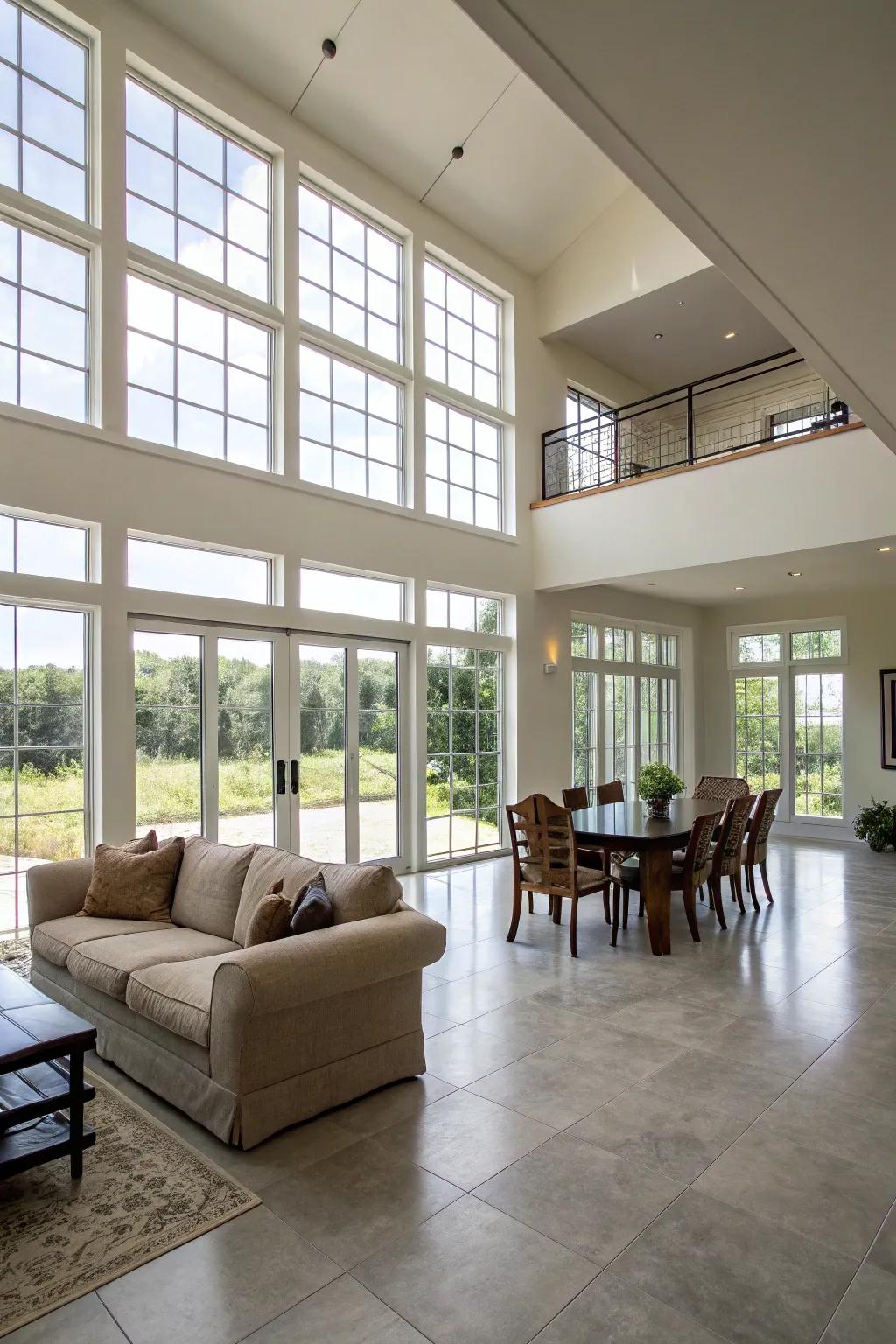 Join your living and dining spaces using an open layout.