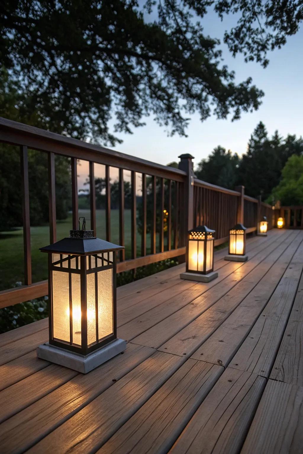 Solar lanterns improve the inviting ambiance of your deck.