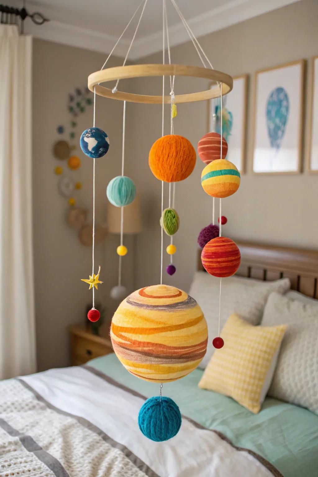A solar system mobile injects both an educational and decorative flair.