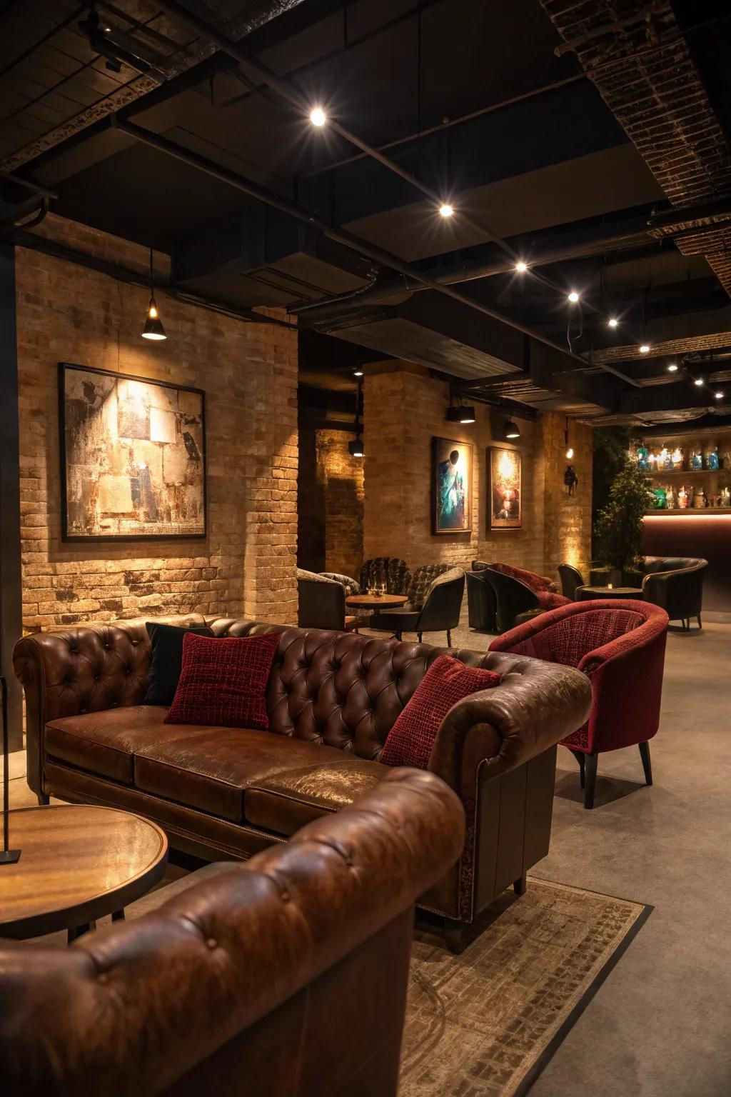 Elegant seating zones invite visitors to unwind and enjoy the atmosphere.
