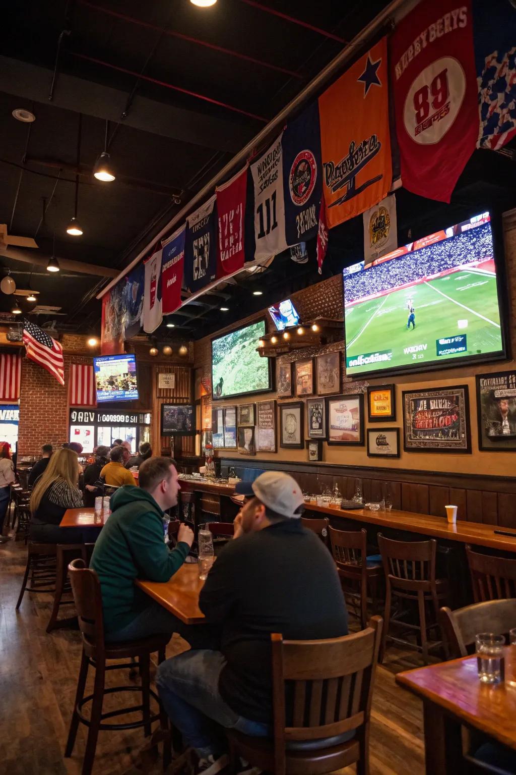 Sports collectibles and team flags give your area a personal feel.