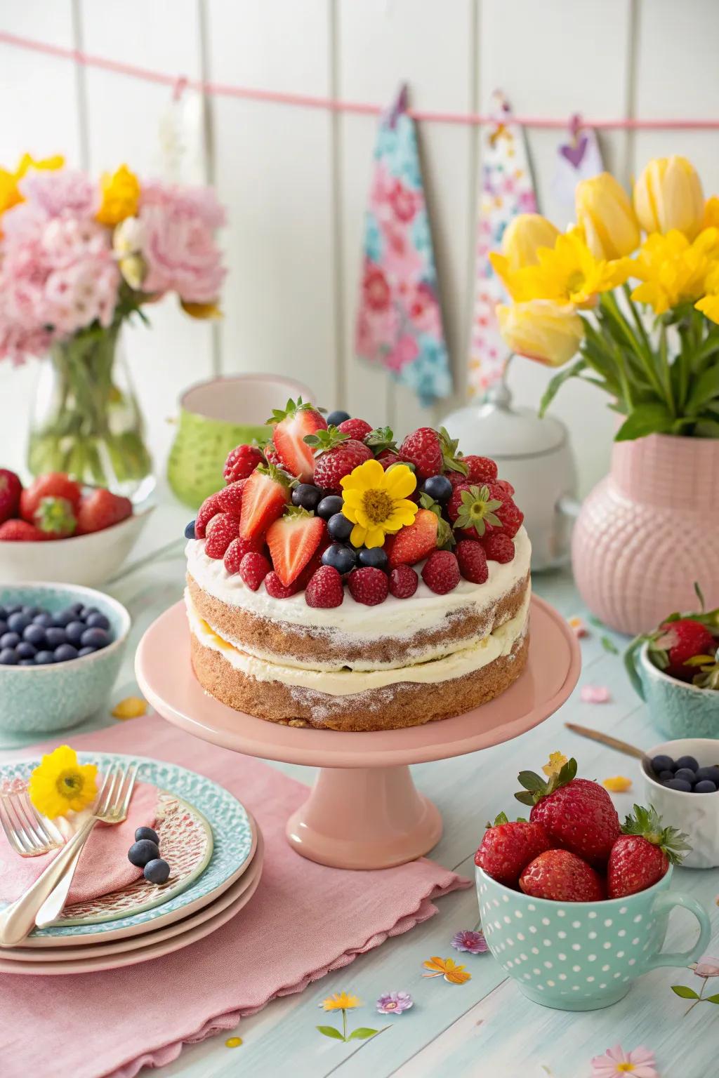 A fruit-topped cake that bursts with fresh flavors.