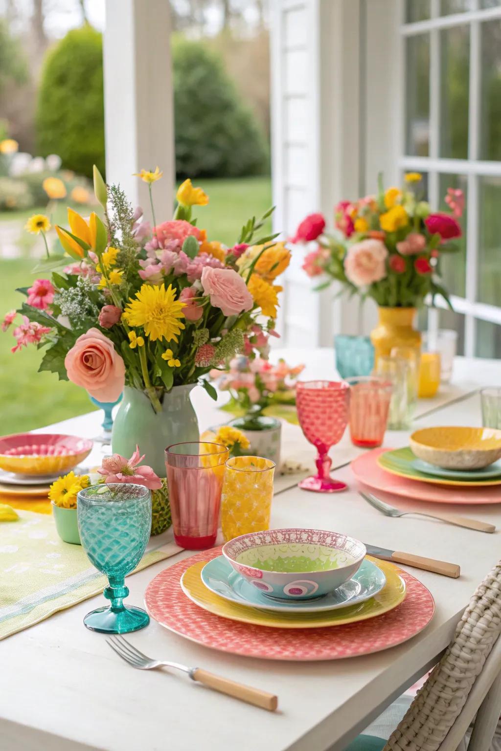A spring-themed table setting that's as lively as it is welcoming.