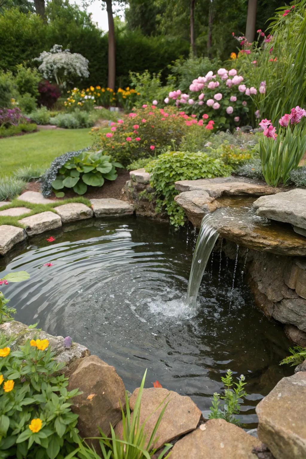 A serene water feature for a tranquil garden.