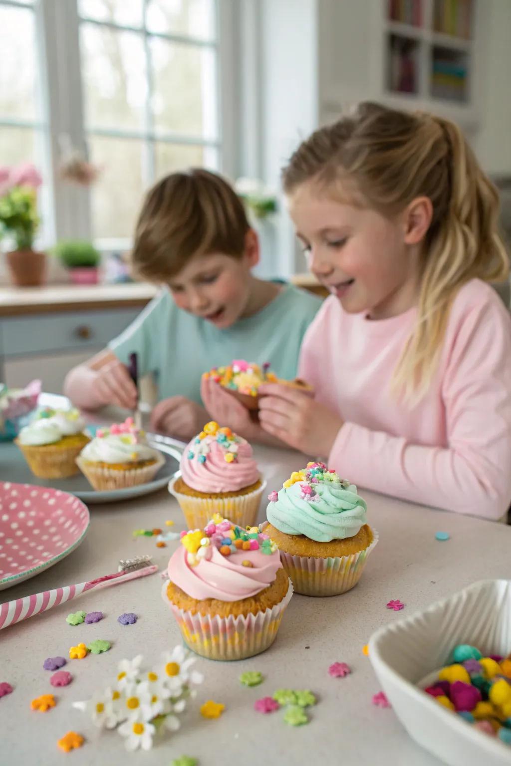 Pastry decorating enjoyment with a springtime theme