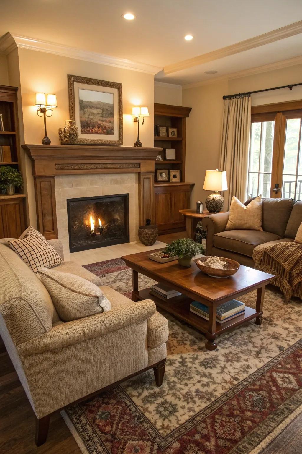 Thoughtful furniture placement enhances room flow and function.