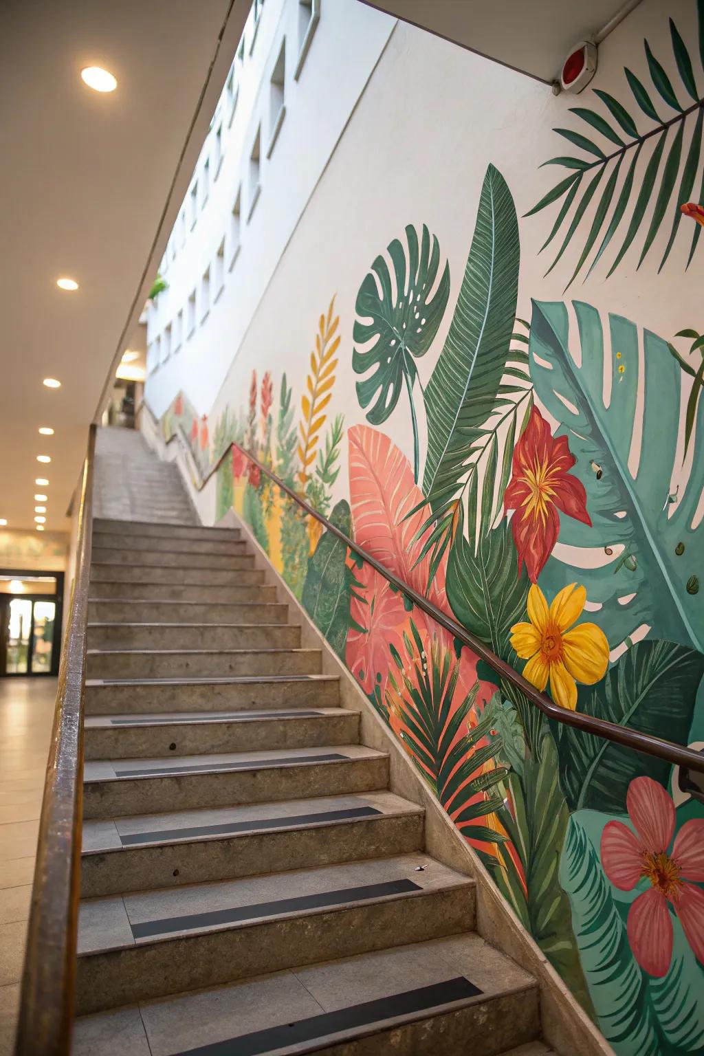 Turn your stairway into a tropical getaway.