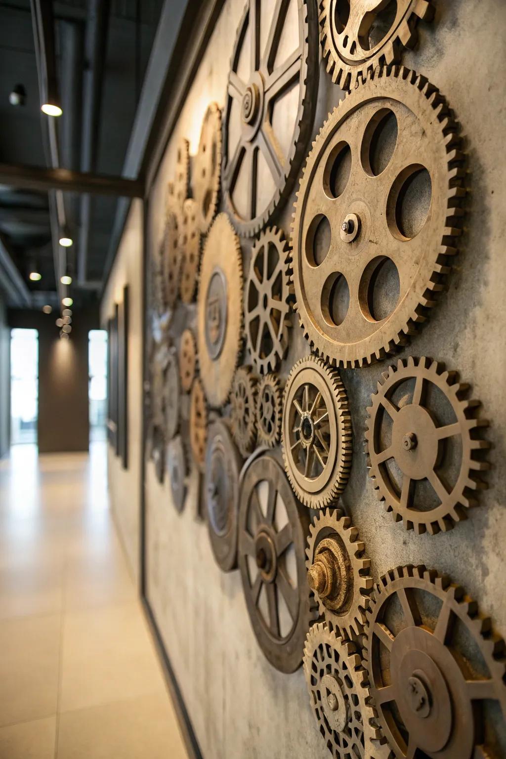 Gears and cogs produce a sensational visual centerpiece in steampunk decor.