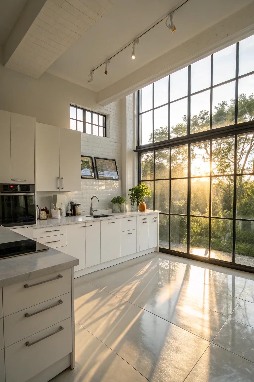 The presence of sunlight makes a studio kitchen feel expansive and airy.