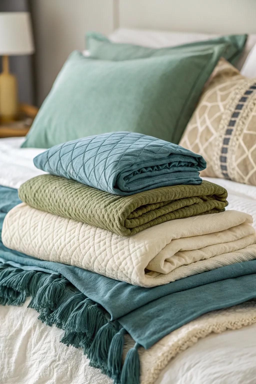 Create a cozy haven with layered bedding.
