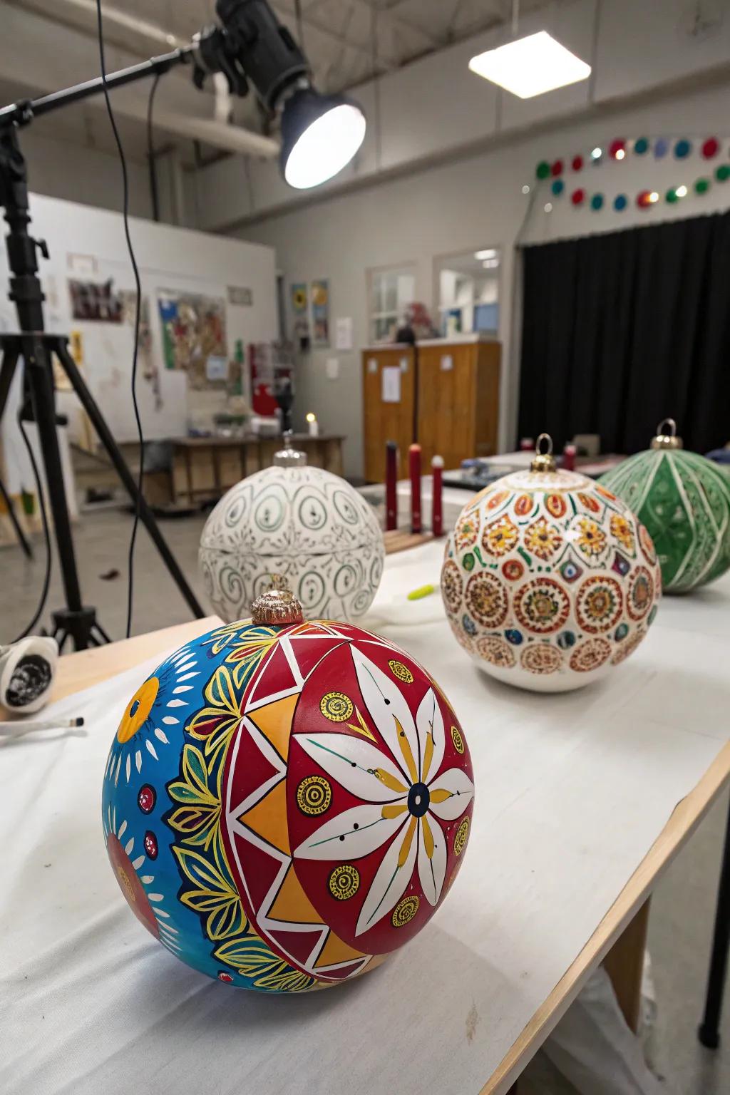 Painted ornaments provide a striking and tailored aesthetic.