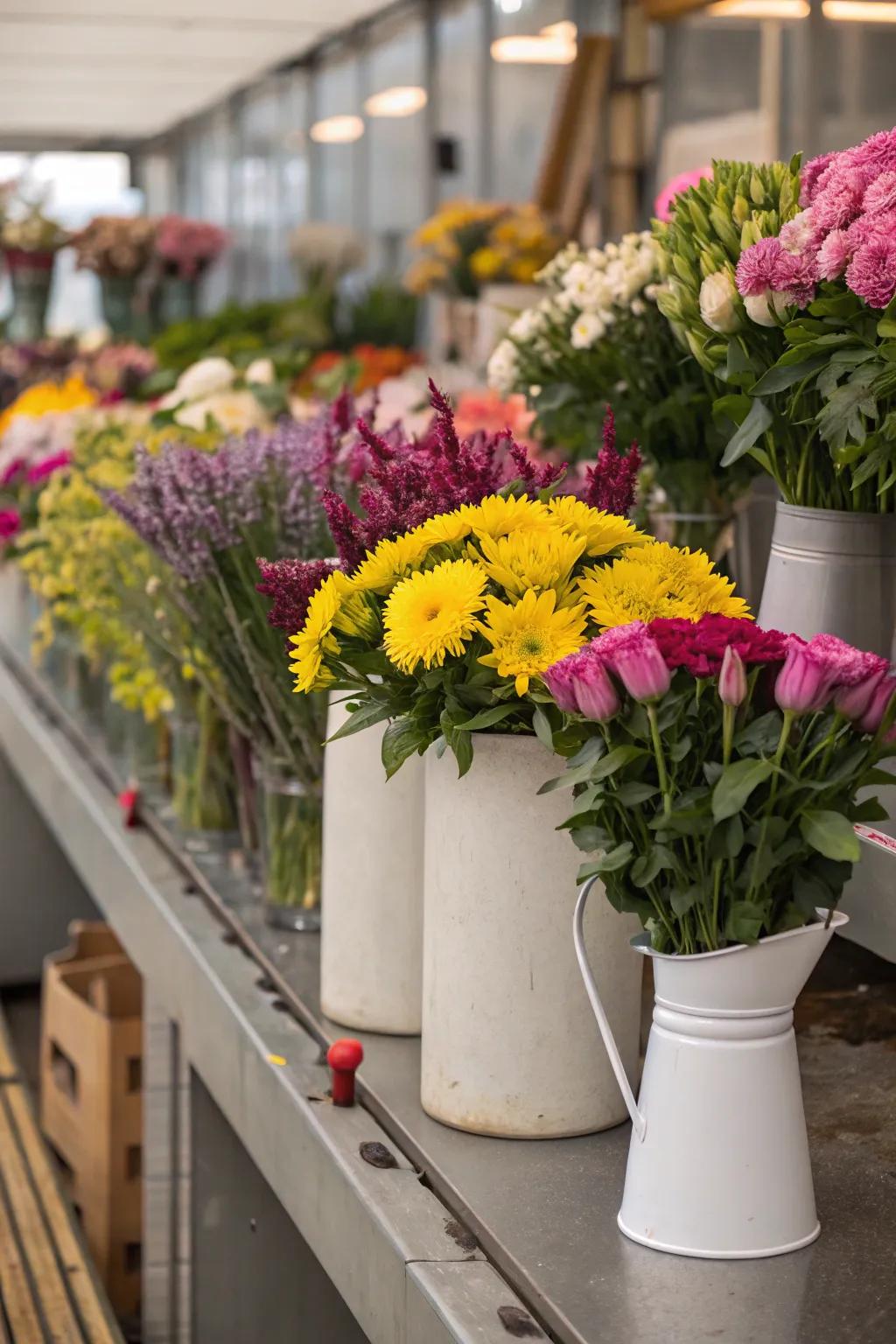 Invite your guests to craft lovely floral arrangements as a memorable keepsake.
