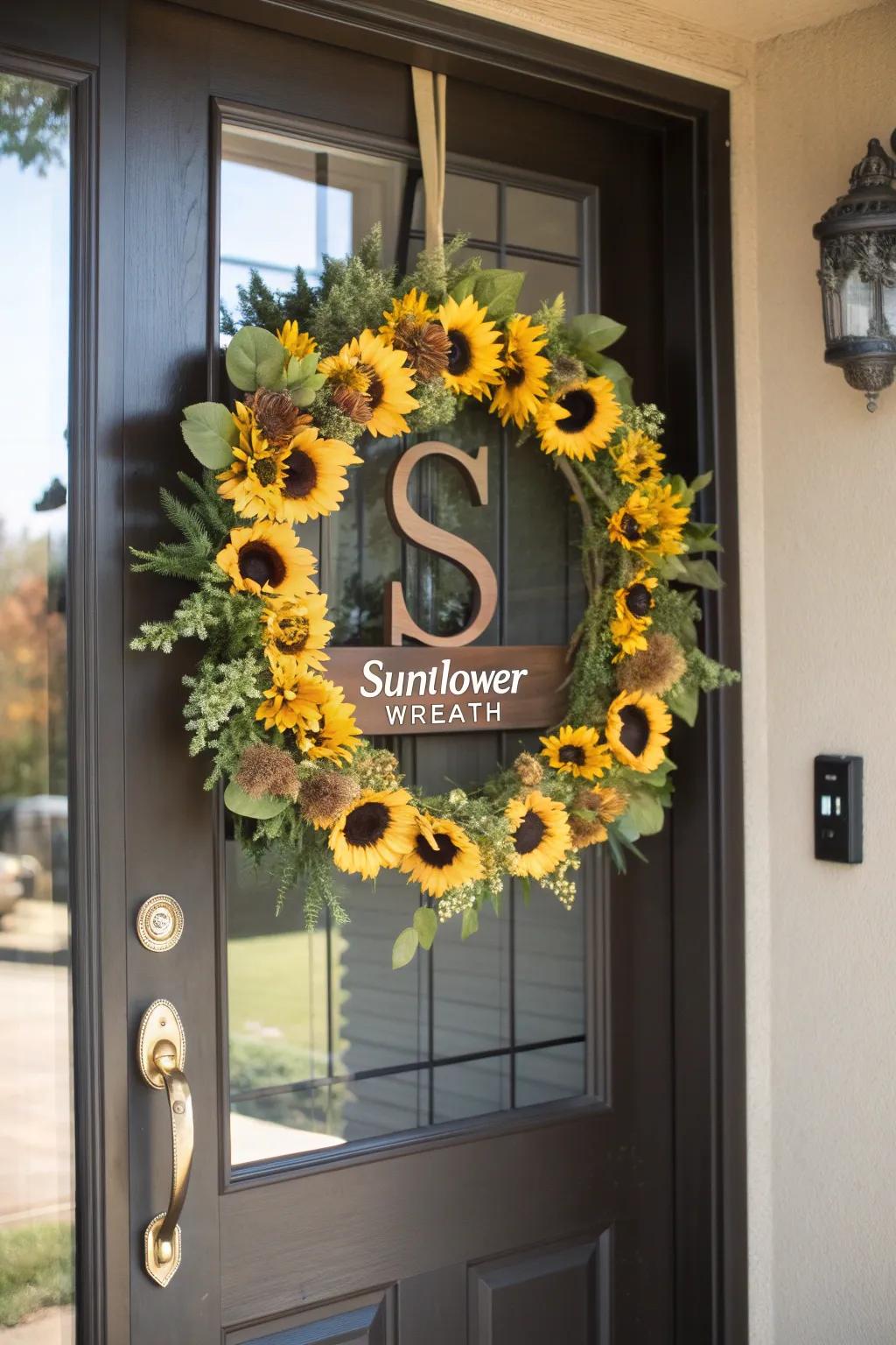 Incorporate a personal element with a monogrammed sunflower garland.