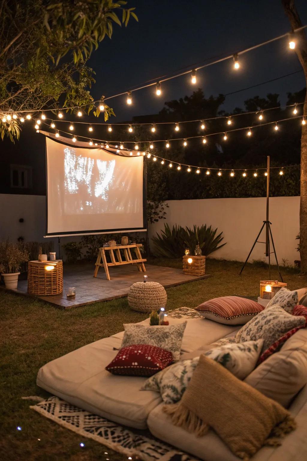 Savor a movie experience beneath the stars with an outdoor cinema night.
