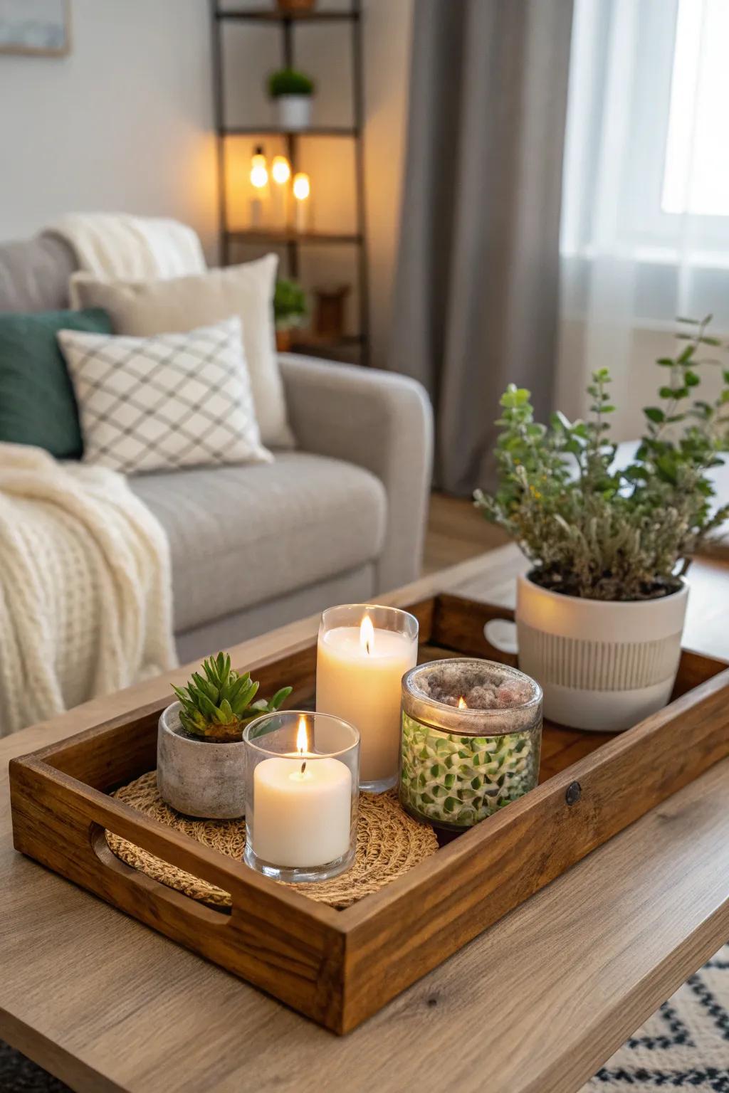 A flat dish ensures your decorative components are tidily arranged and fashionable.