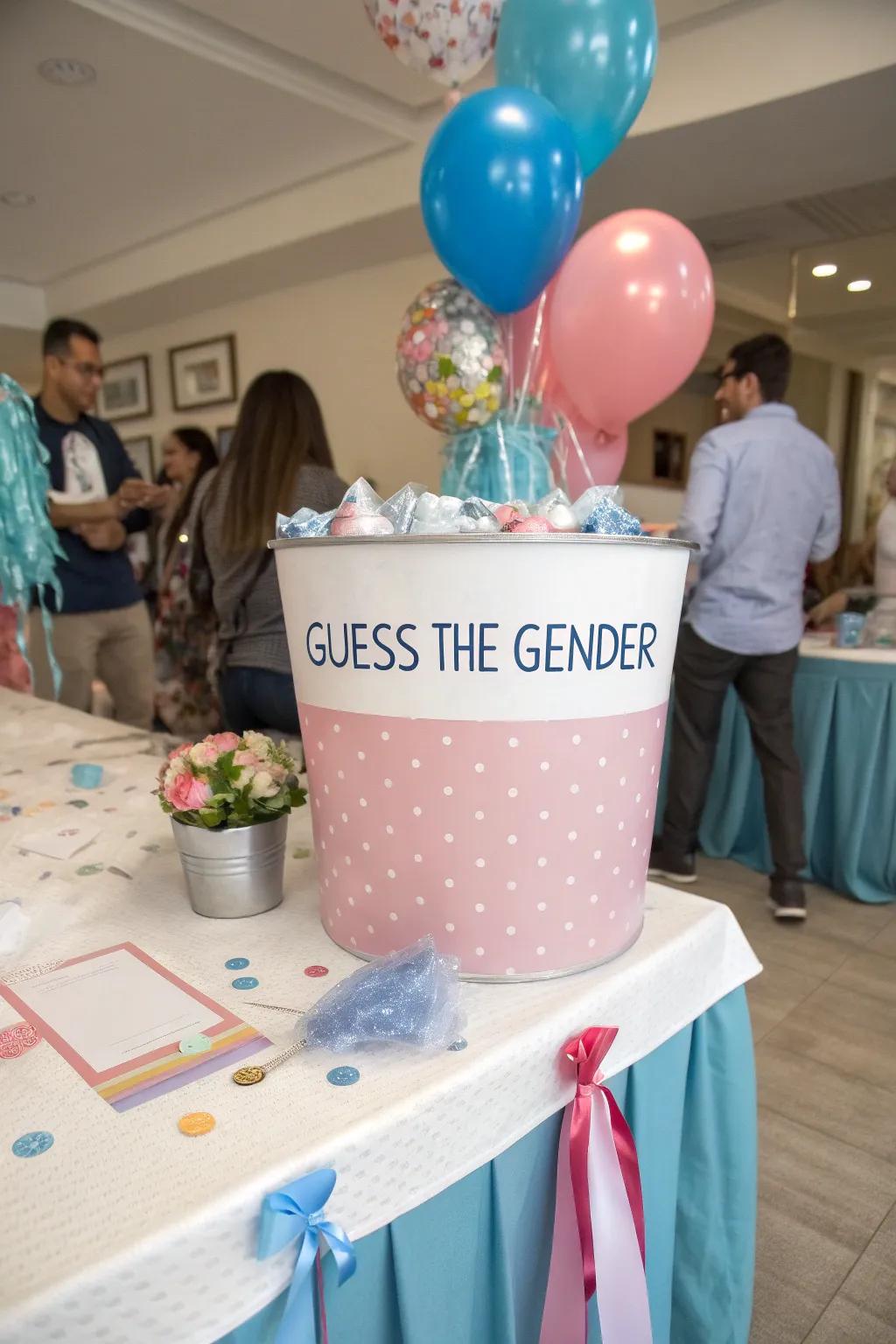 An intriguing prediction activity set up to involve your attendees in the gender reveal excitement.