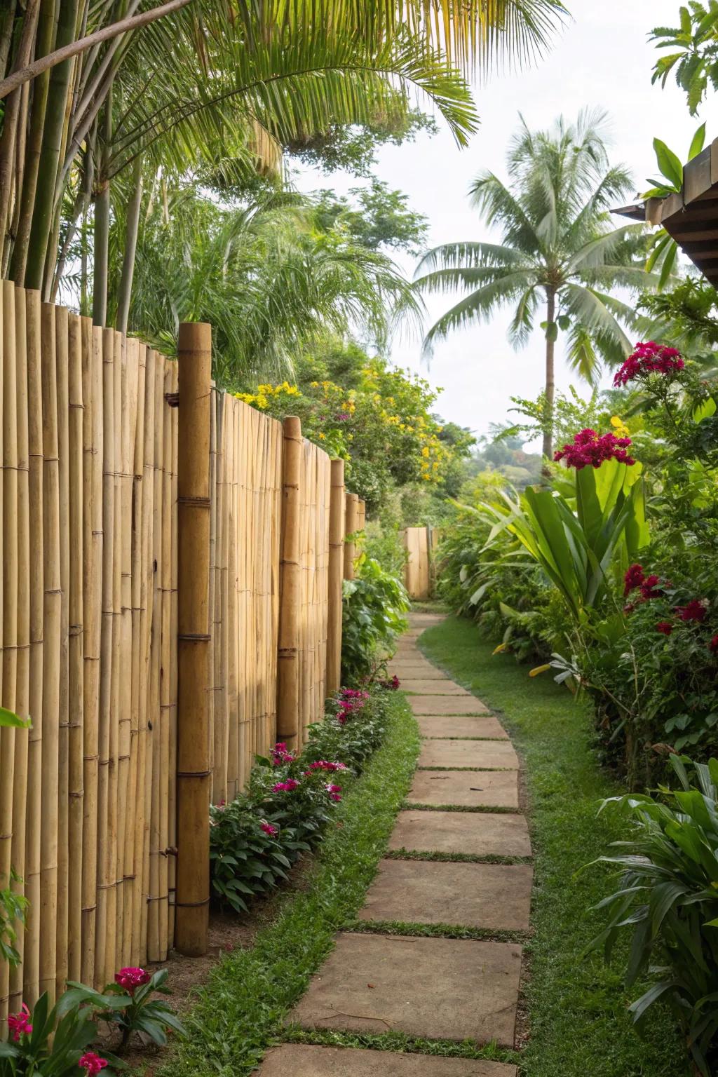 Cane rolls create a peaceful and natural backdrop for any yard.