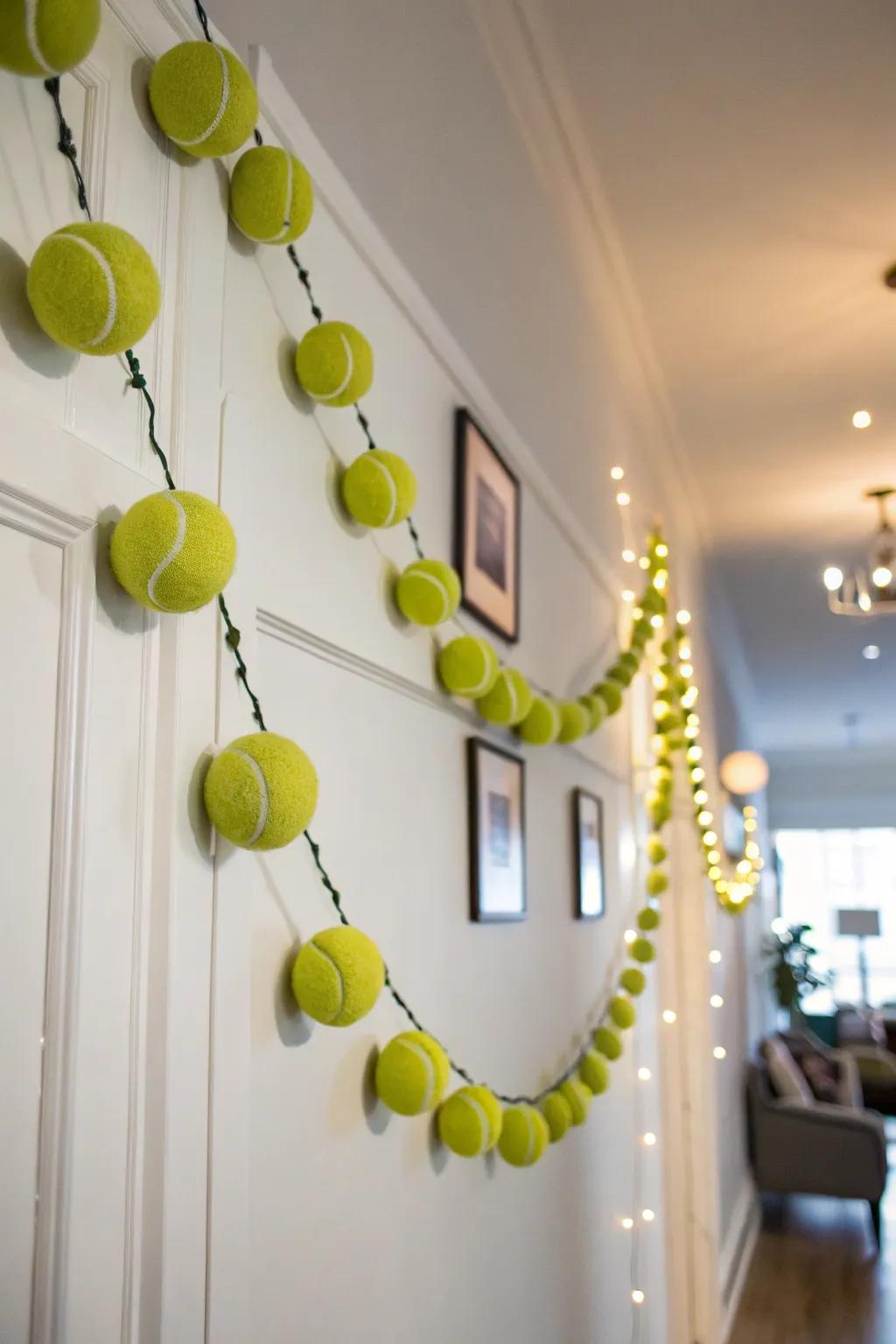 Sports sphere chains contribute a festive nuance to any decor.