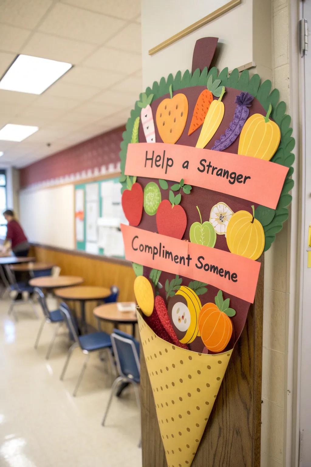 A Horn of Plenty showing students' good deeds.