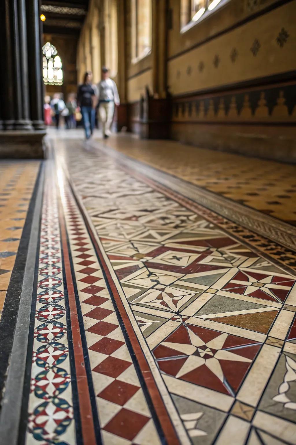 Geometric patterns direct the gaze through this contemporary area.