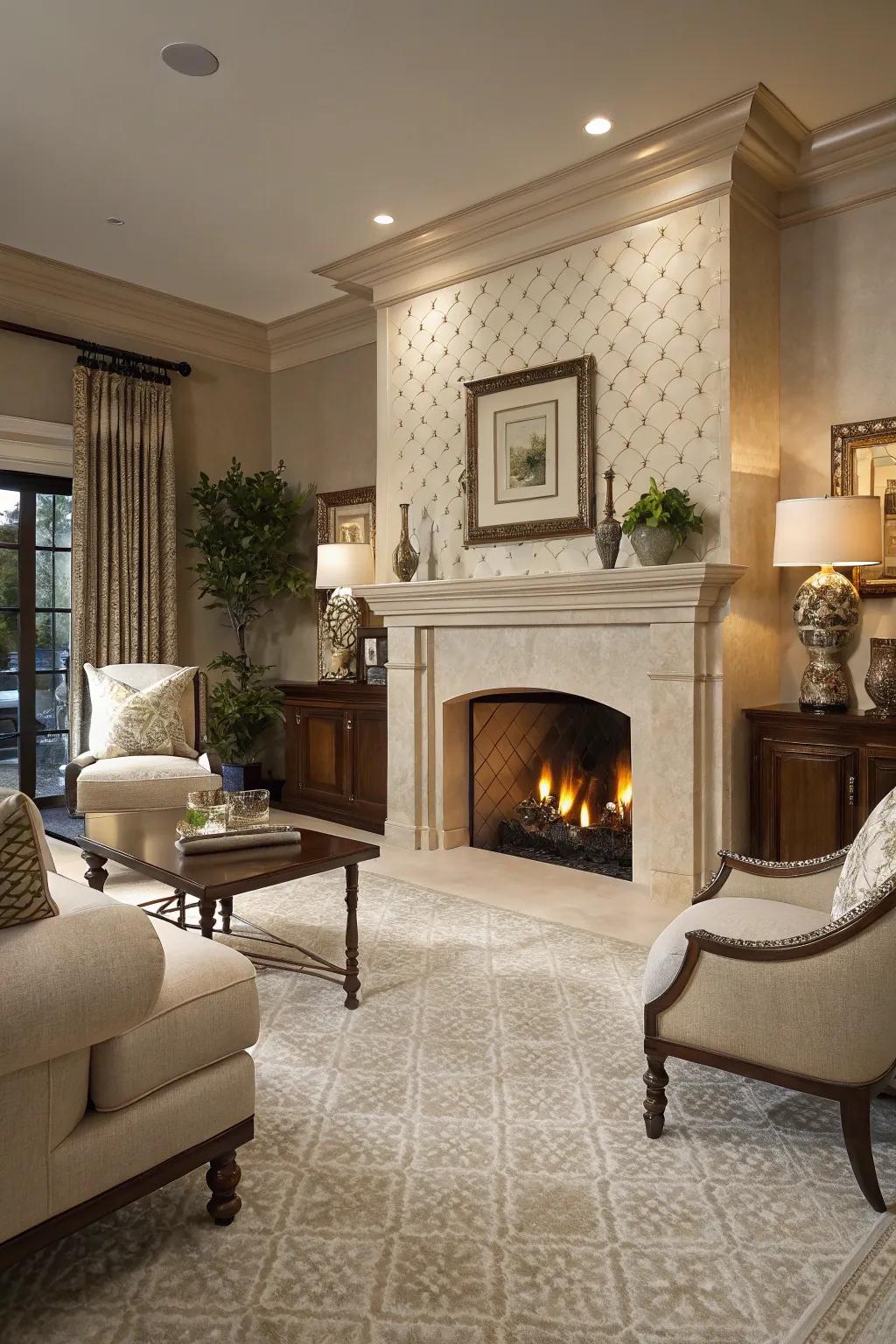 Subtle panels offer a timeless sophistication in this refined living room.